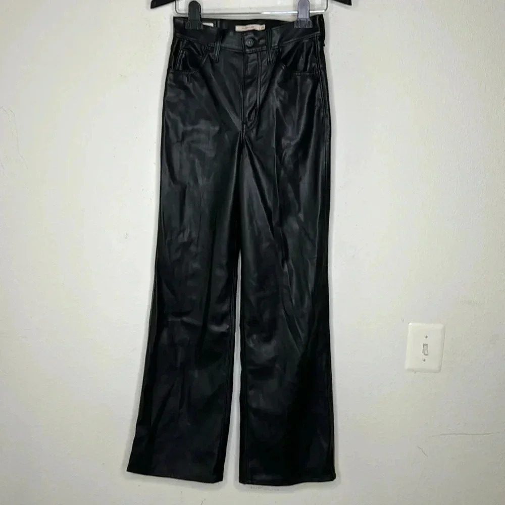Levi's 70's Flare Faux Leather Pant Leather Night size 25 NWOT - Picture 3 of 14